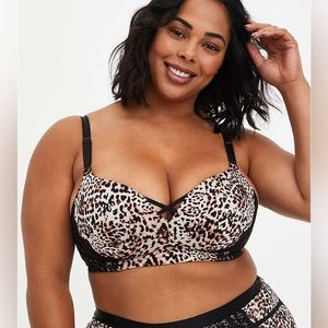 Torrid Dream Wire Free Push Up Bra Leopard Lace 42D